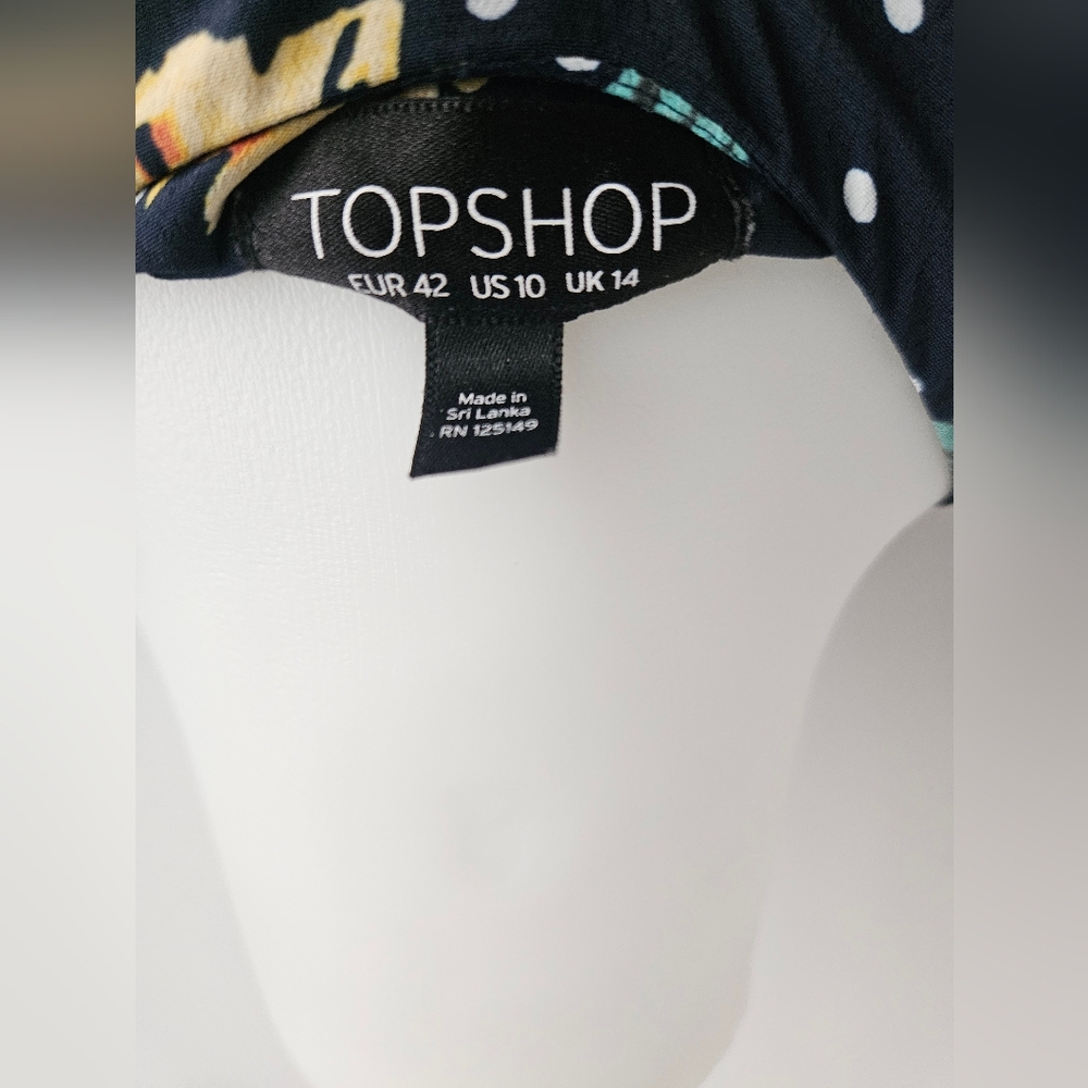 Topshop Navy Floral Wrap Blouse - Picture 3 of 8